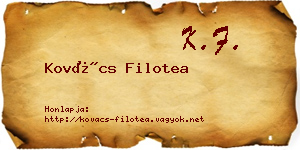 Kovács Filotea névjegykártya